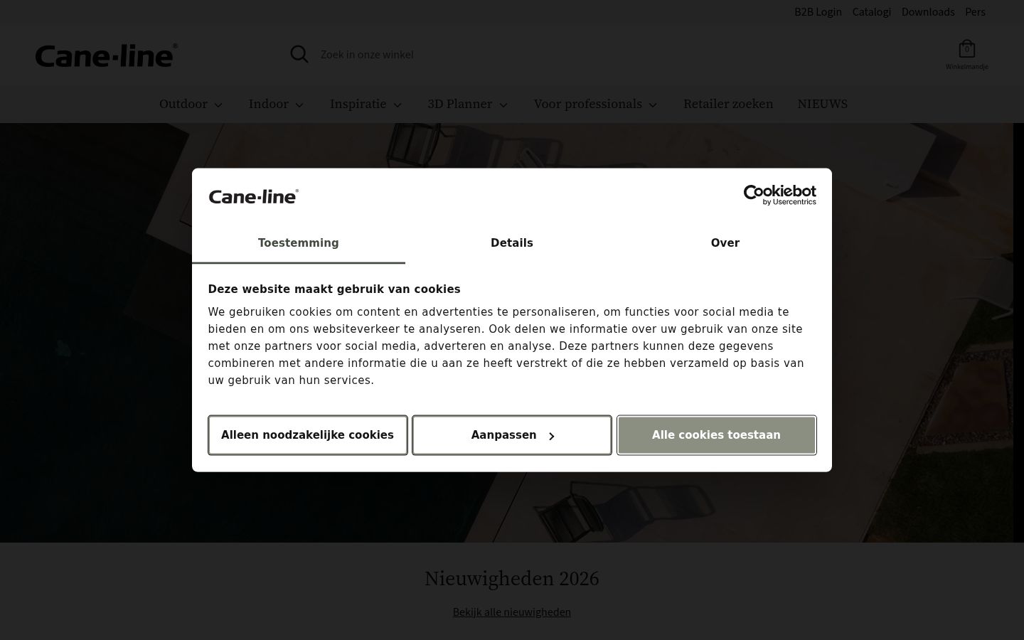 Screenshot des Einwilligungsbanners vor jeglicher Interaktion