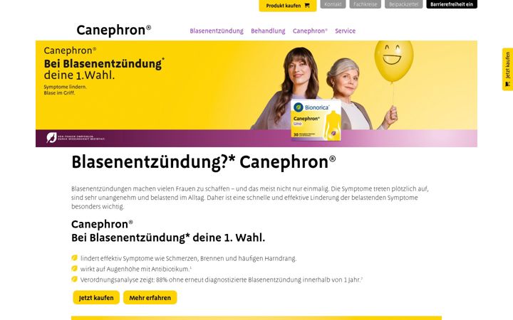 Screenshot ta' canephron.de