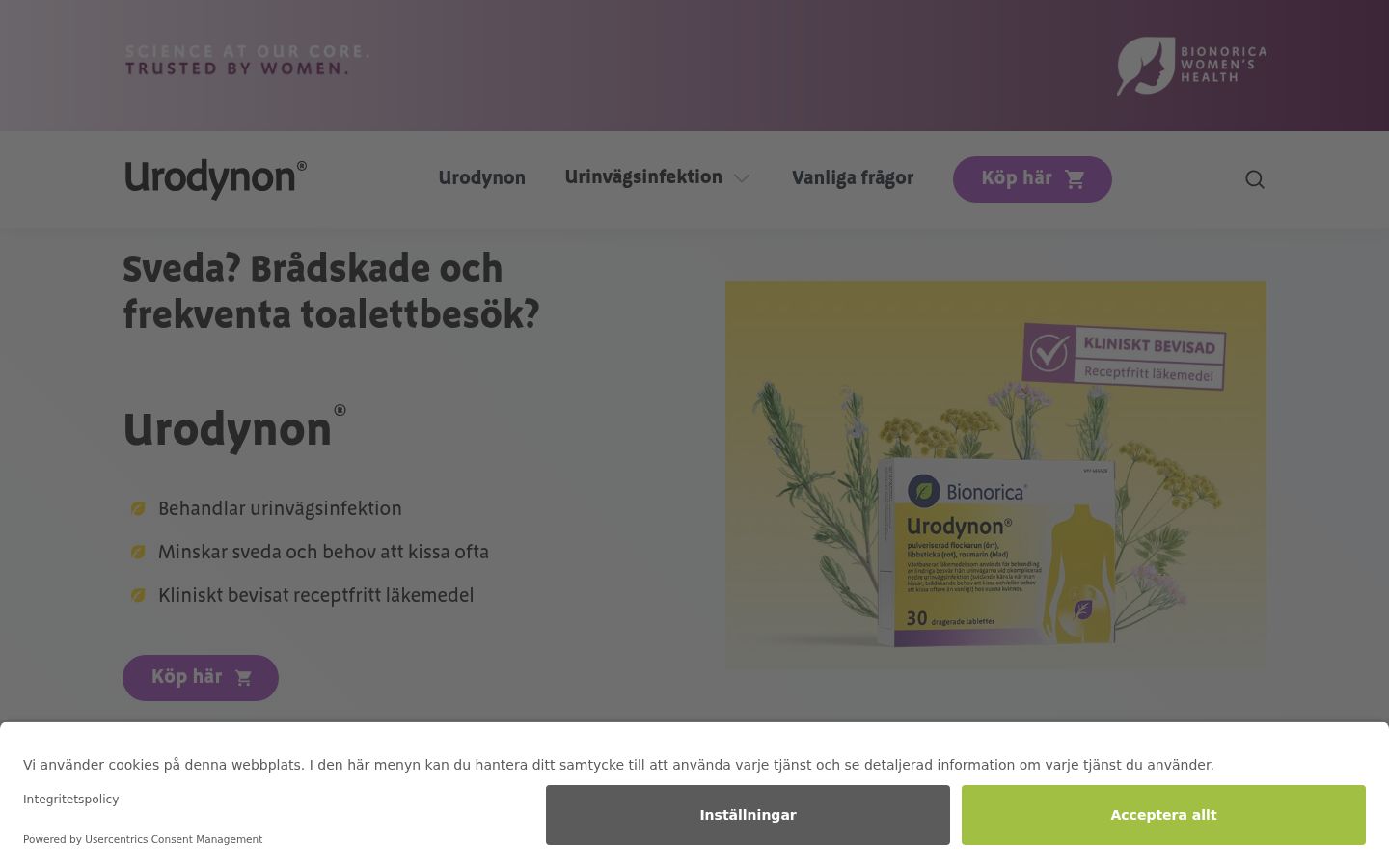 Kuvakaappaus suostumusbannerista, joka näytettiin ennen mitään vuorovaikutusta