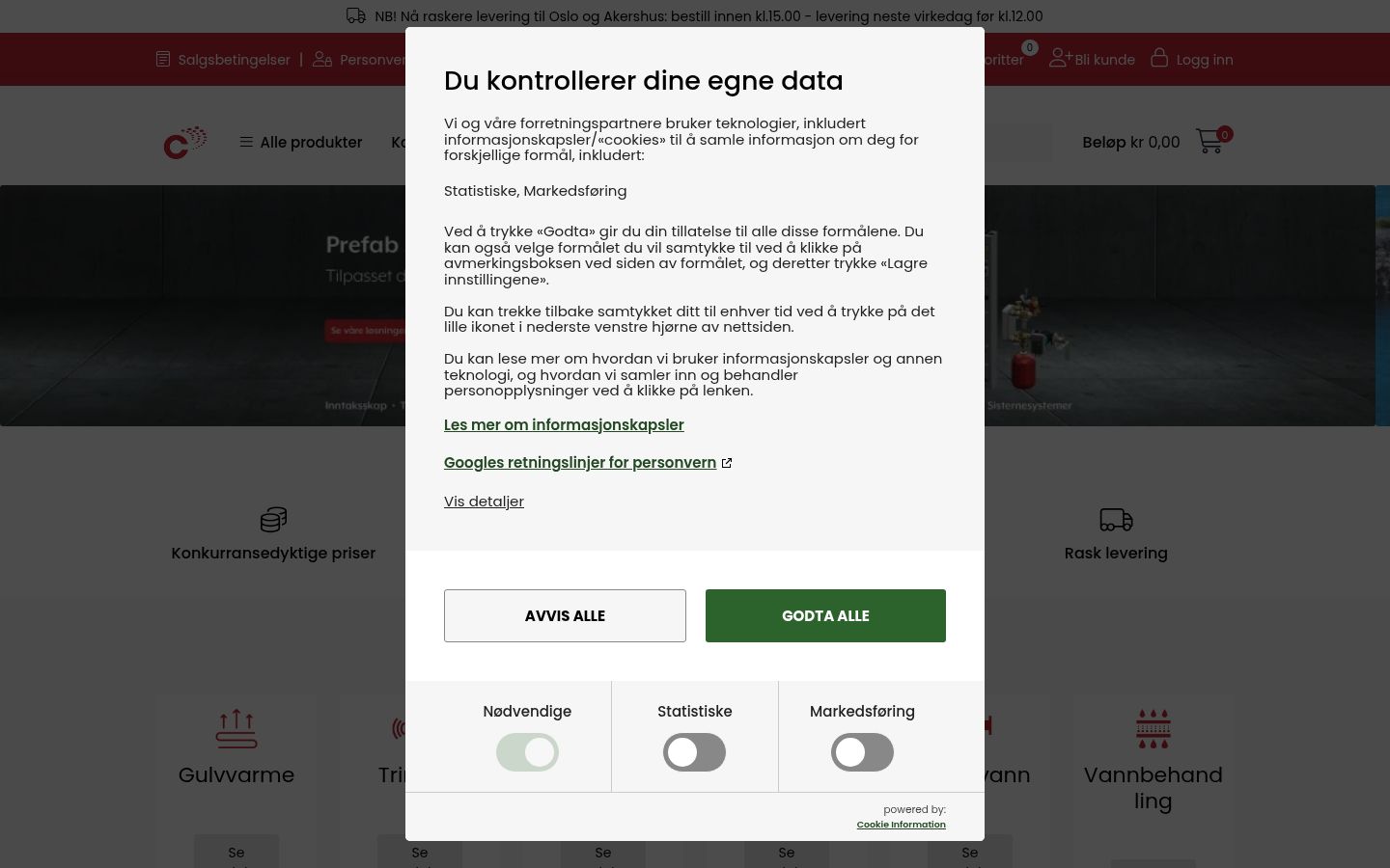 Snímka obrazovky banera súhlasu zobrazeného pred akoukoľvek interakciou