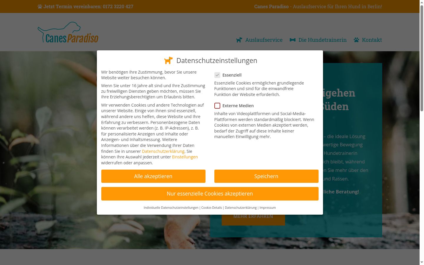 Screenshot del banner di consenso mostrato prima di qualsiasi interazione