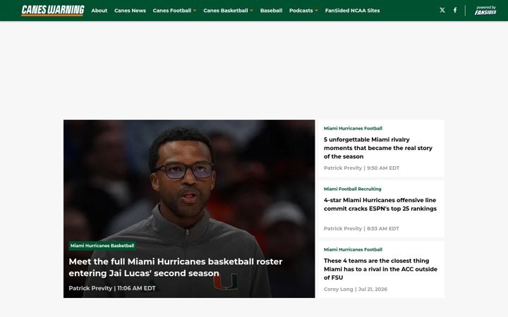 Screenshot of caneswarning.com