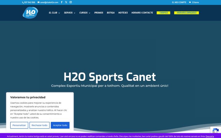 Screenshot of caneth2o.com