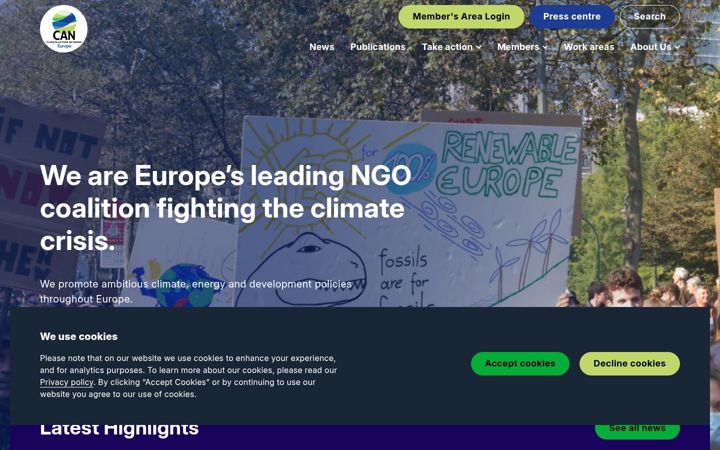 Screenshot of caneurope.org