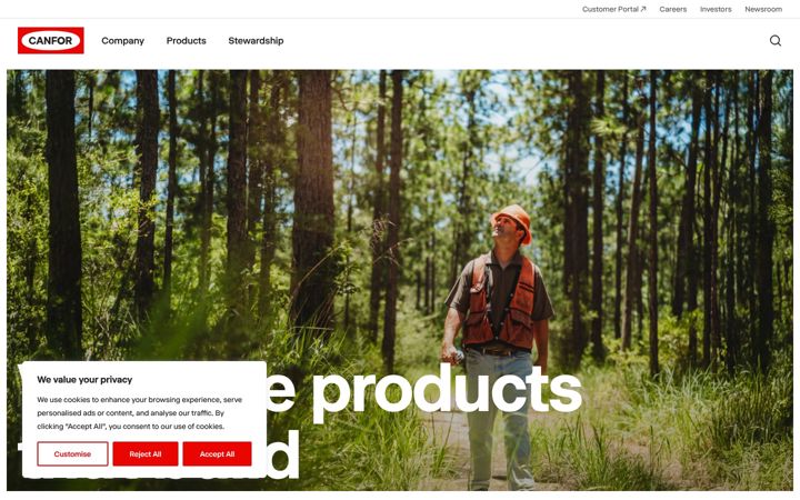Screenshot of canfor.com