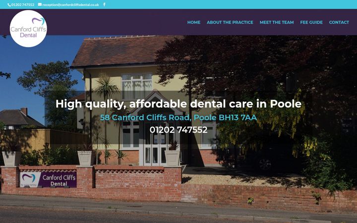 Screenshot of canfordcliffsdental.co.uk