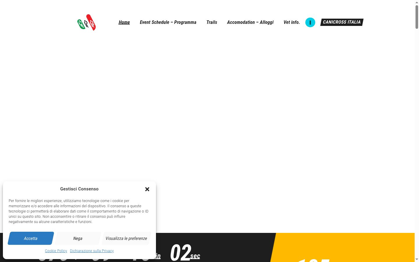 Screenshot del banner di consenso mostrato prima di qualsiasi interazione