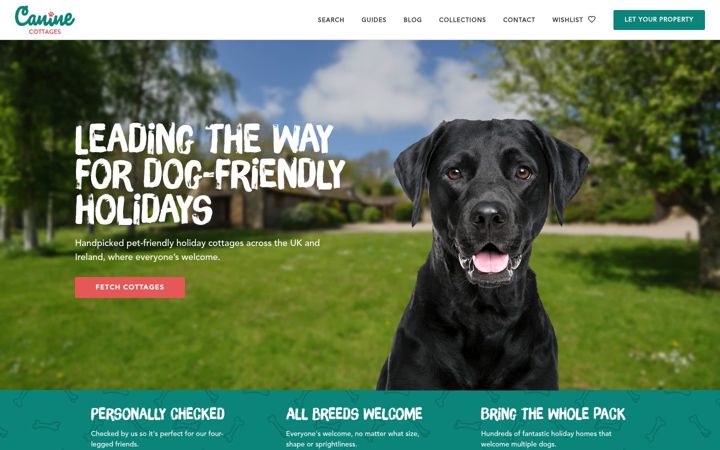 Screenshot of caninecottages.co.uk