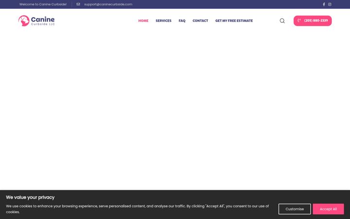 Screenshot of caninecurbside.com