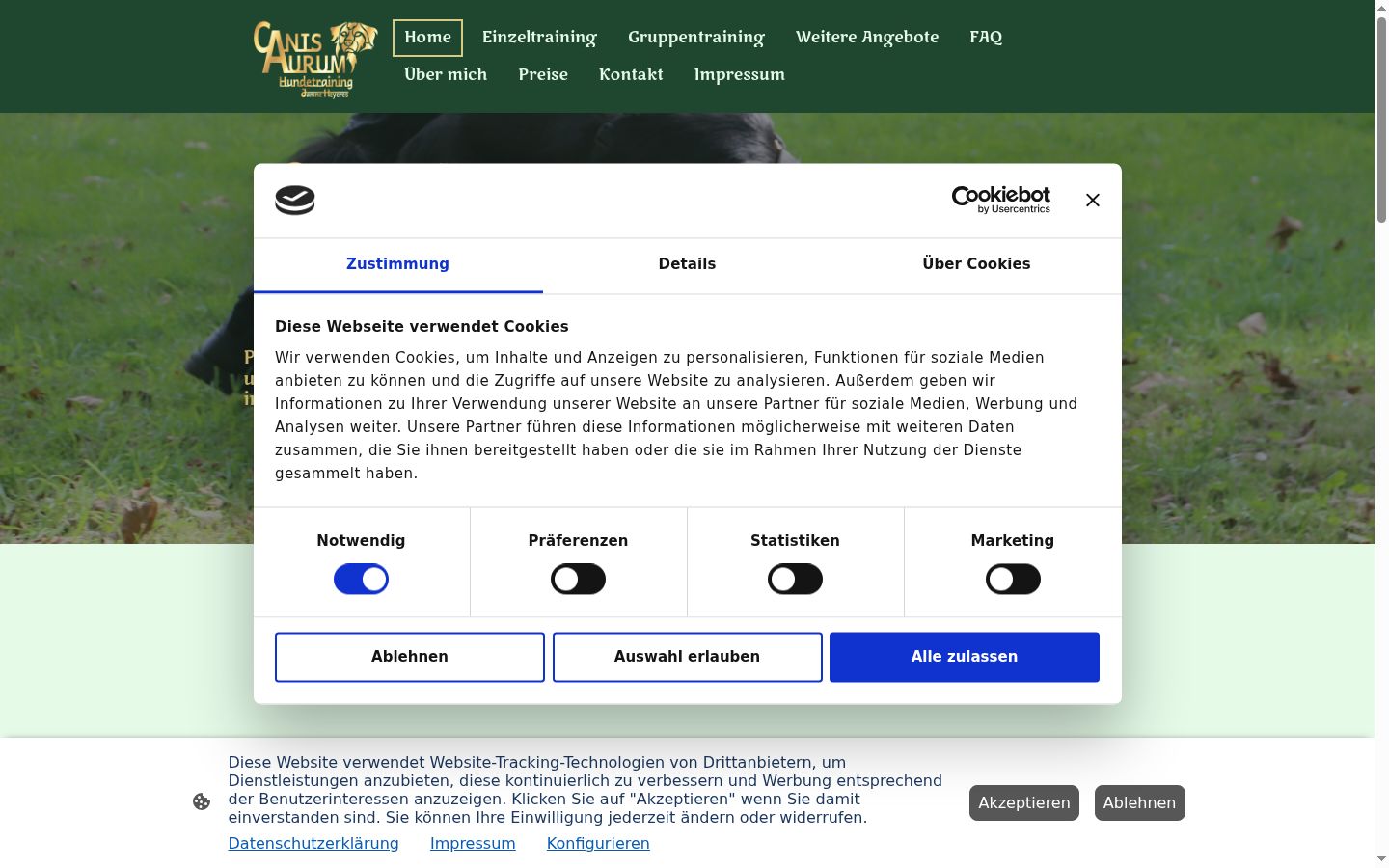 Snímek obrazovky baneru souhlasu zobrazeného před jakoukoli interakcí