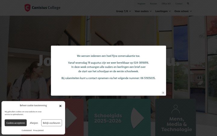 Screenshot of canisiuscollege.nl