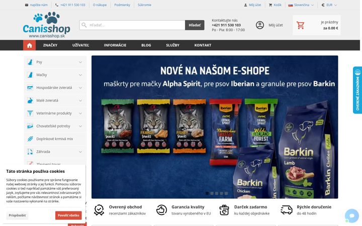 Screenshot of canisshop.sk