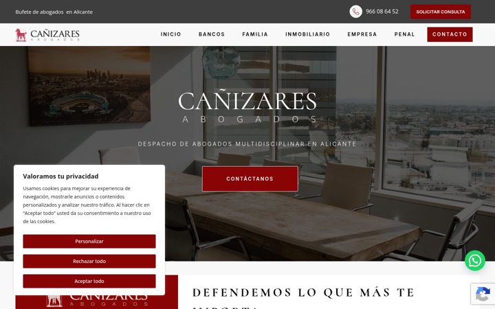 Екранна снимка на canizaresabogados.es
