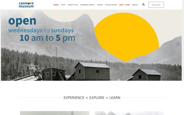 Screenshot of canmoremuseum.com