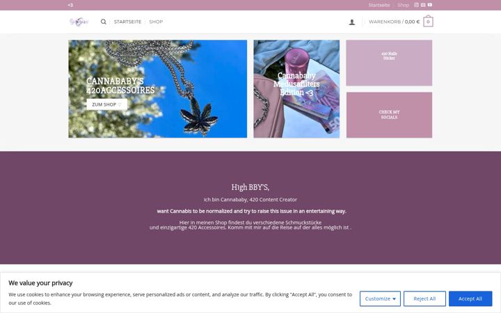 Snímek obrazovky cannababy-shop.de