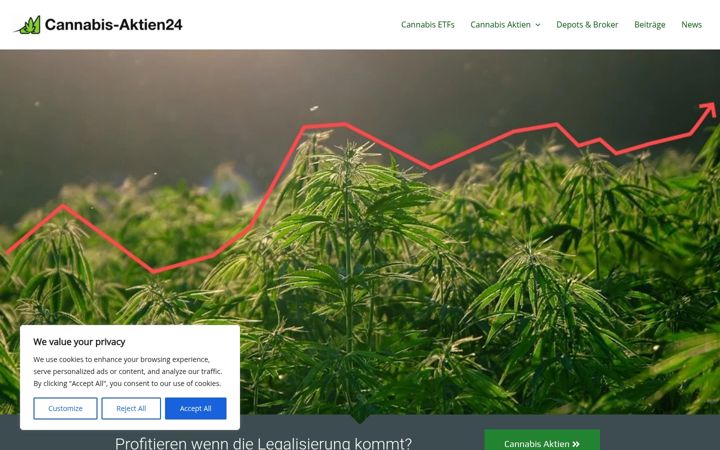 Skärmbild av cannabis-aktien24.de