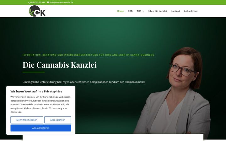 Snímek obrazovky cannabis-kanzlei.de