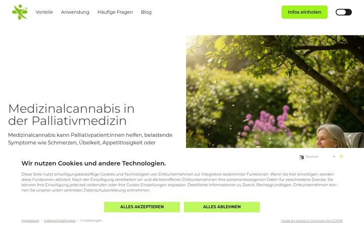 Kuvakaappaus sivustosta cannabis-palliativmedizin.de