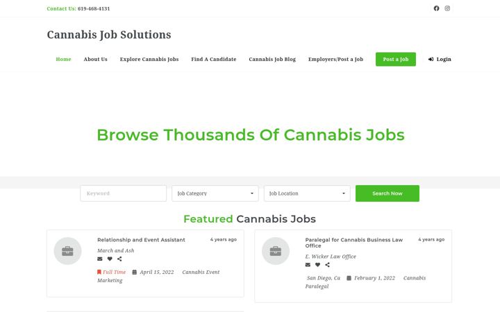 Screenshot of cannabisjobs.solutions