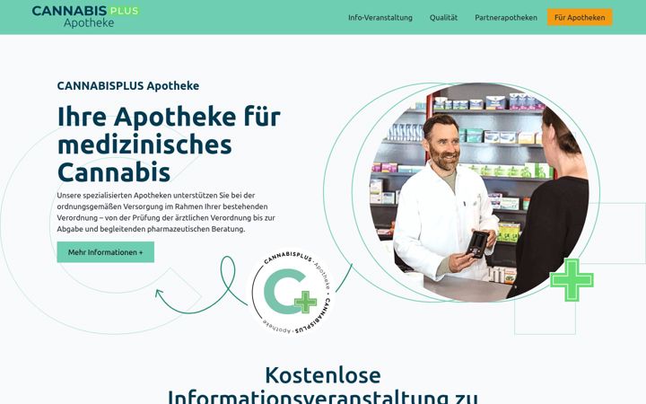 Skjermbilde av cannabisplus-apotheke.de