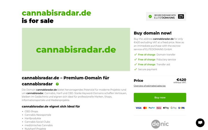Screenshot of cannabisradar.de