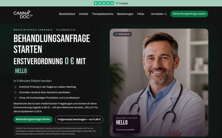 Screenshot of cannadoc24.de