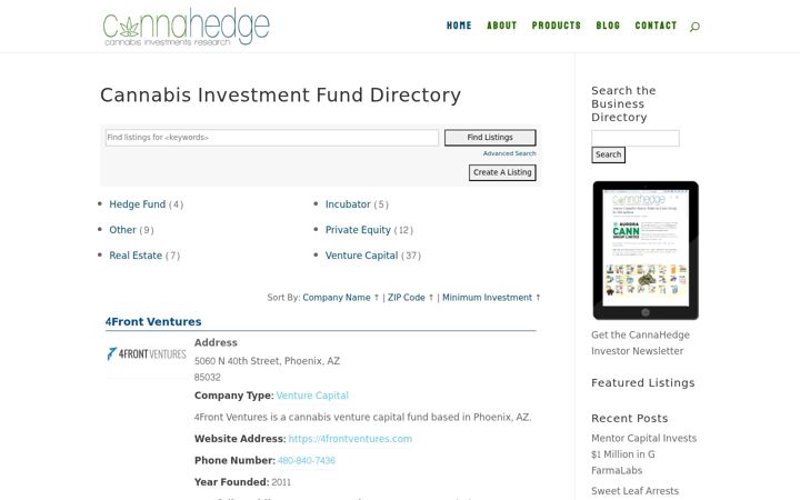 Screenshot of cannahedge.com