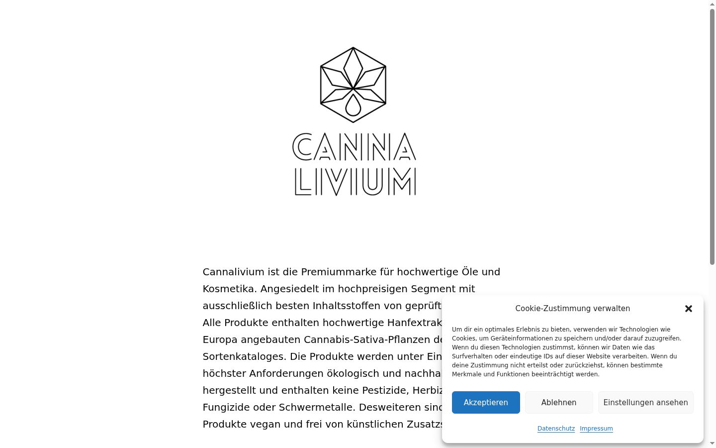 Screenshot des Einwilligungsbanners vor jeglicher Interaktion