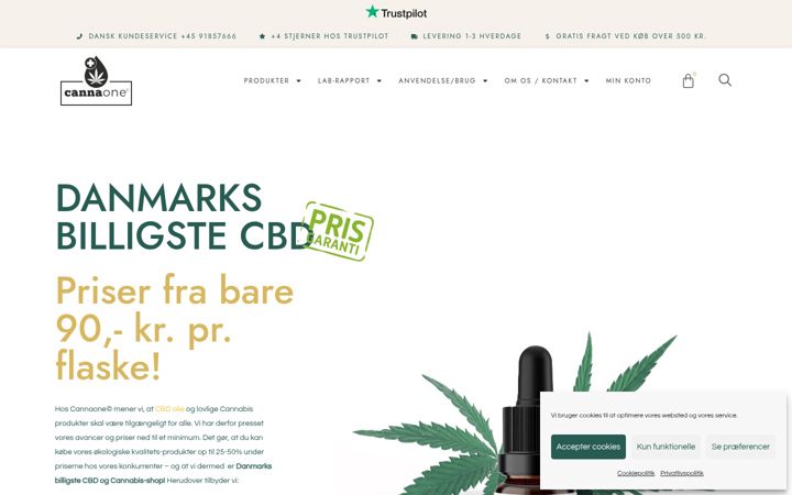 Screenshot of cannaone.dk