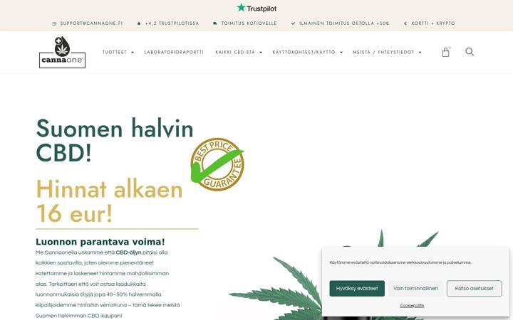 Screenshot von cannaone.fi
