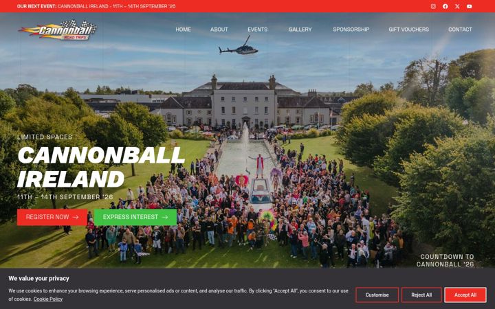 Screenshot of cannonball.ie