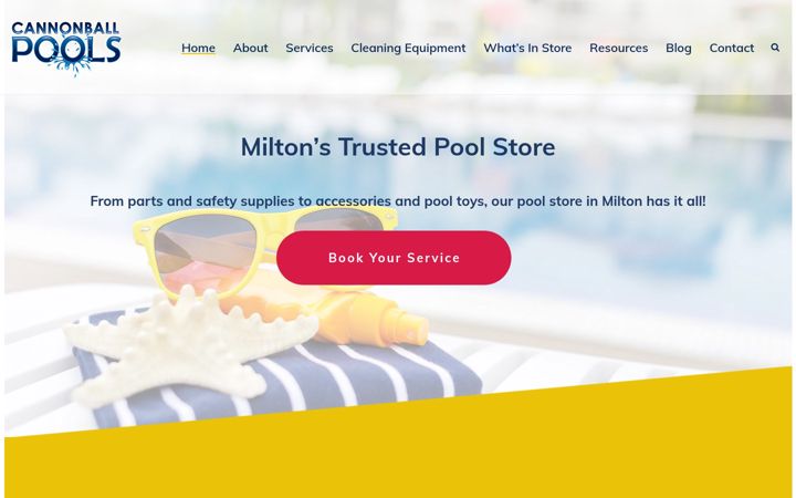 Screenshot του cannonballpools.ca
