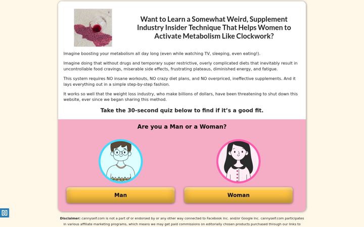 Screenshot of cannyself.com