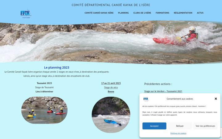 Screenshot of canoekayakisere.fr