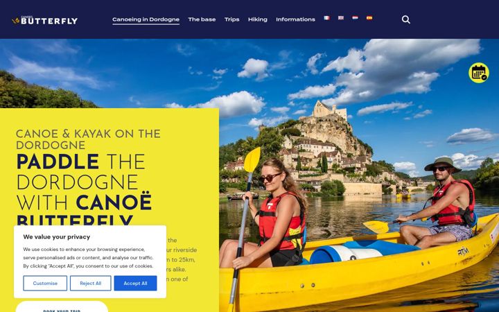 Screenshot of canoes-butterfly.fr