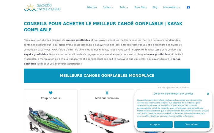 Screenshot of canoes-gonflables.fr