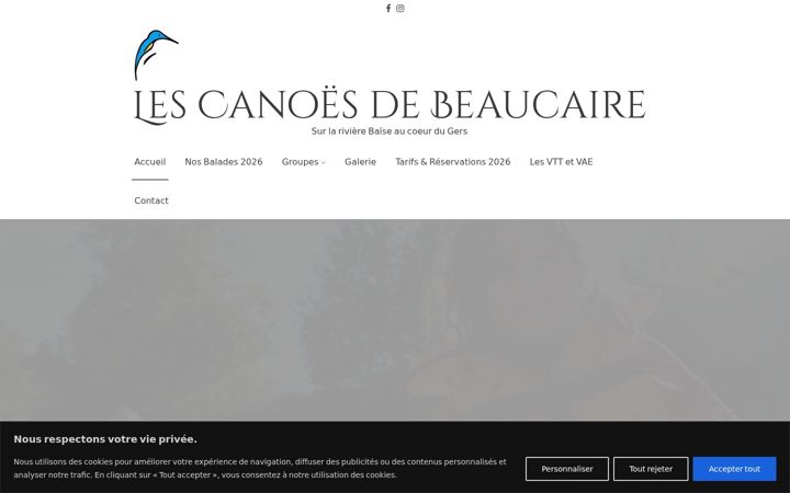 Screenshot of canoesdebeaucaire.com