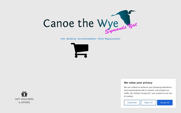 Screenshot of canoethewye.co.uk
