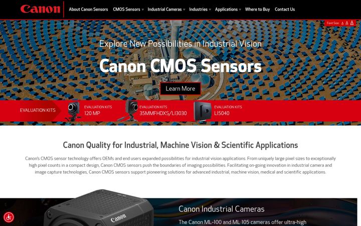 Screenshot of canon-cmos-sensors.com