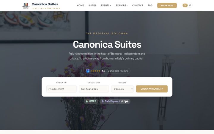 Screenshot of canonicasuites.it
