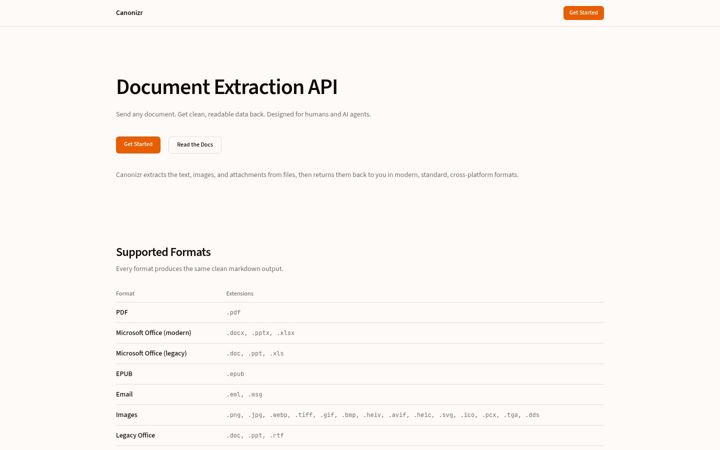 Screenshot of canonizr.com