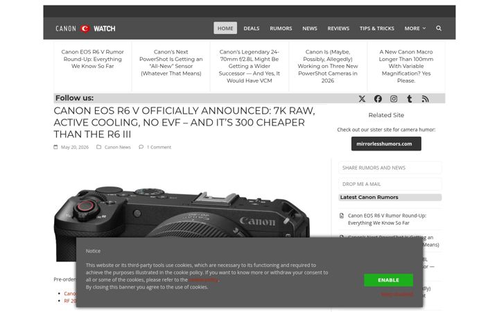 Screenshot of canonwatch.com