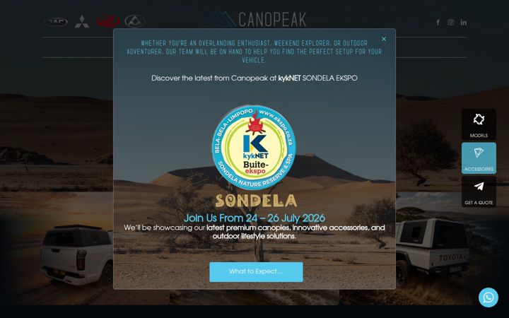 Ekraanipilt saidist canopeak.co.za