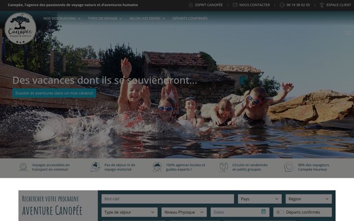Zrzut ekranu canopee-voyages.fr