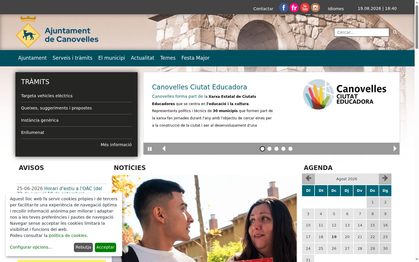 Captura de pantalla del banner de consentimiento mostrado antes de cualquier interacción