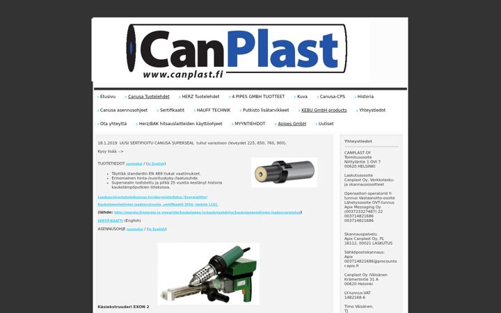 Screenshot of canplast.fi