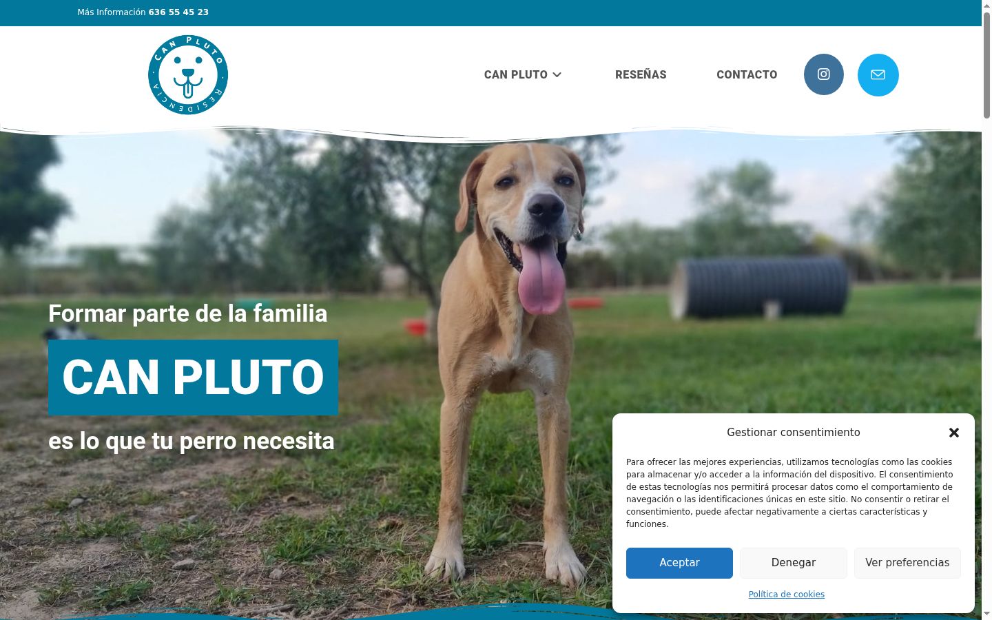 Captura de ecrã do banner de consentimento apresentado antes de qualquer interação