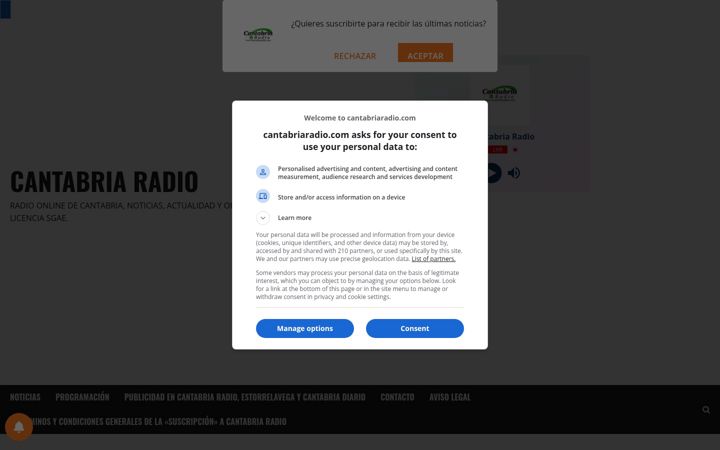 Screenshot of cantabriaradio.com