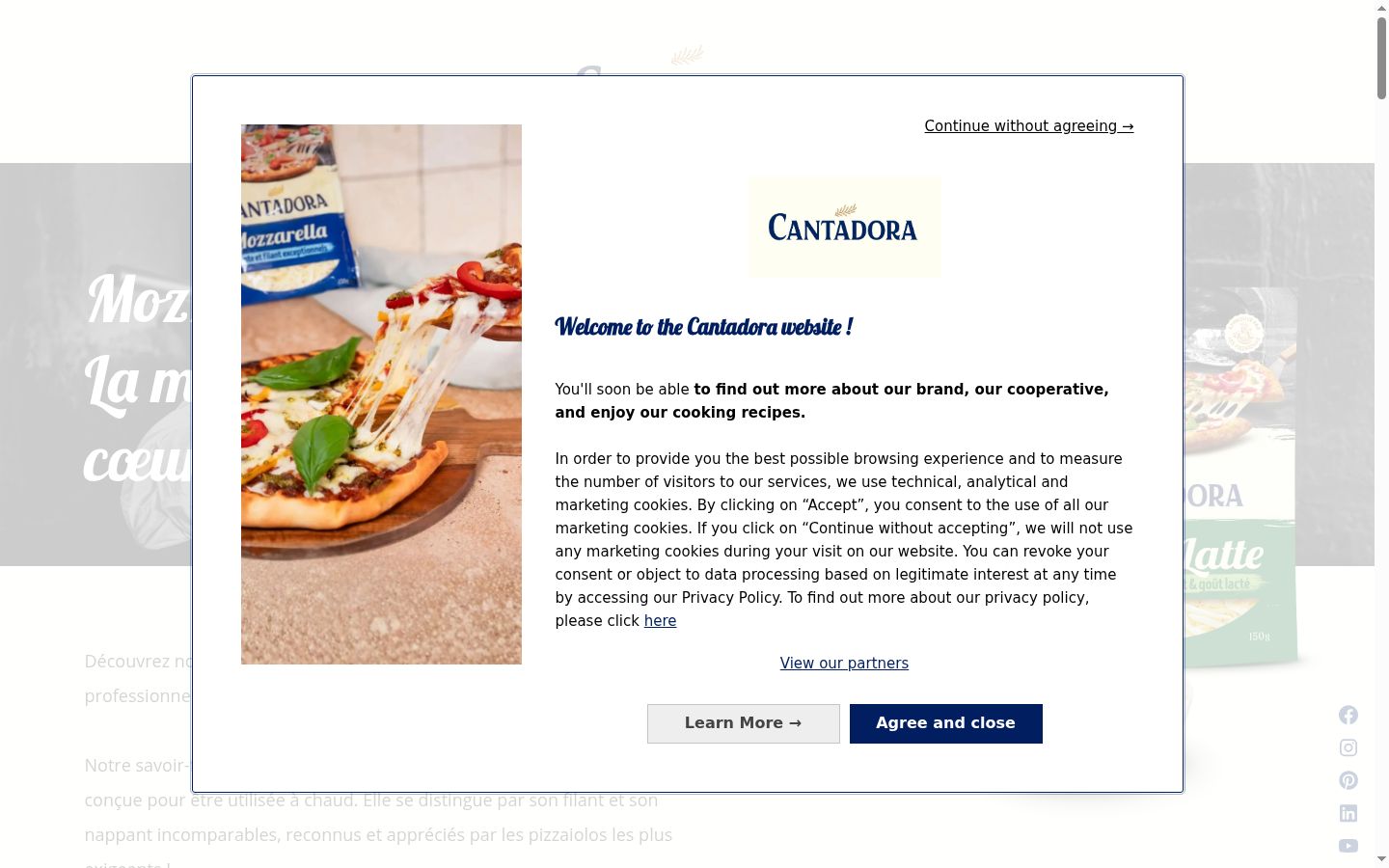 Screenshot of the consent banner shown before any interaction