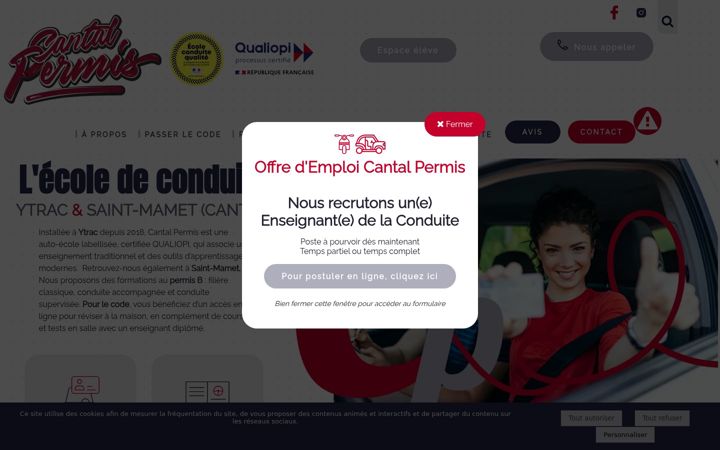 Screenshot of cantalpermis.fr